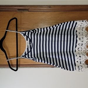Juniors Rewind brand stripe tank top with lace, size M, excellent condition